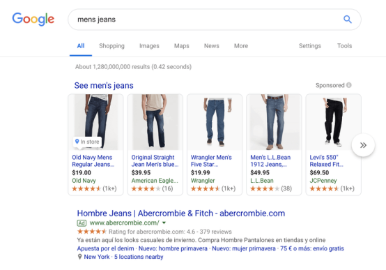 Google Example image of advertising search results 