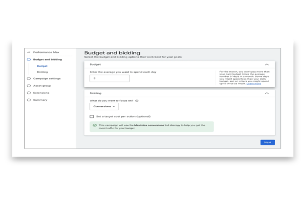 Google Advertising budget setting 